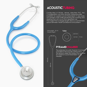 MDF® MD One® Stainless Steel Dual Head Stethoscope (MDF777) - Bright Blue