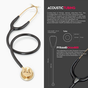 MDF® MD One® Stainless Steel Dual Head Stethoscope (MDF777) - Gold and Black