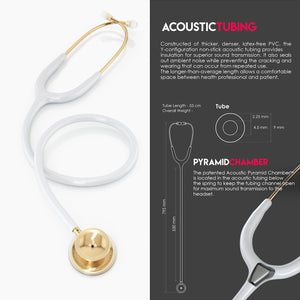MDF® MD One® Stainless Steel Dual Head Stethoscope (MDF777) - Gold and White