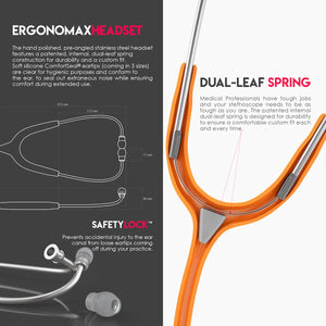 MDF® MD One® Stainless Steel Dual Head Stethoscope (MDF777) - Orange
