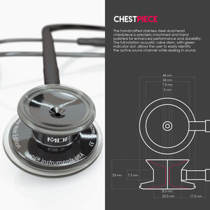 MDF® MD One® Stainless Steel Dual Head Stethoscope - Perle Noire and Black
