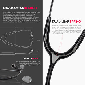 MDF® MD One® Stainless Steel Dual Head Stethoscope - Perle Noire and Black