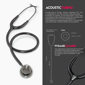 MDF® MD One® Stainless Steel Dual Head Stethoscope - Perle Noire and Black