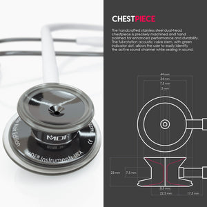 MDF® MD One® Stainless Steel Dual Head Stethoscope - Perle Noire and White