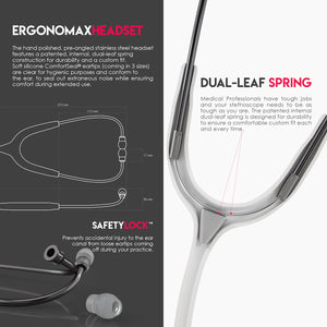 MDF® MD One® Stainless Steel Dual Head Stethoscope - Perle Noire and White