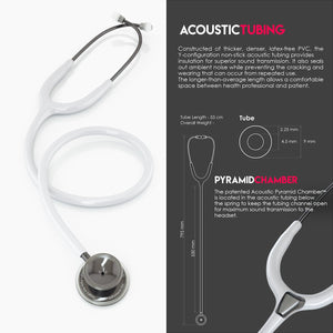 MDF® MD One® Stainless Steel Dual Head Stethoscope - Perle Noire and White