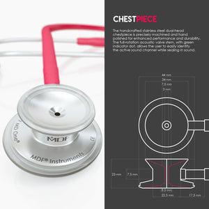 MDF® MD One® Stainless Steel Dual Head Stethoscope (MDF777) - Raspberry