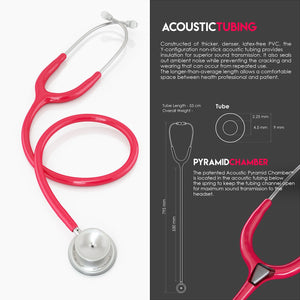 MDF® MD One® Stainless Steel Dual Head Stethoscope (MDF777) - Raspberry