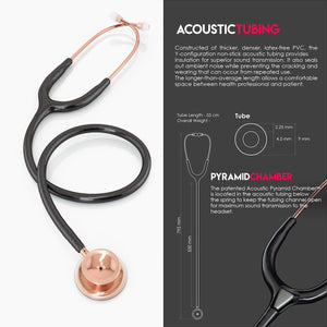 MDF® MD One® Stainless Steel Dual Head Stethoscope (MDF777) - Rose Gold and Black