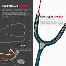 Load image into Gallery viewer, MDF® MD One® Stainless Steel Dual Head Stethoscope (MDF777) - Rose Gold and Green Glitter
