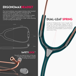 MDF® MD One® Stainless Steel Dual Head Stethoscope (MDF777) - Rose Gold and Green Glitter