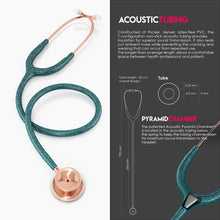Load image into Gallery viewer, MDF® MD One® Stainless Steel Dual Head Stethoscope (MDF777) - Rose Gold and Green Glitter
