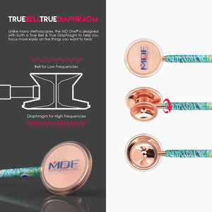 MDF® MD One® Stainless Steel Dual Head Stethoscope (MDF777) - Rose Gold and Peacock
