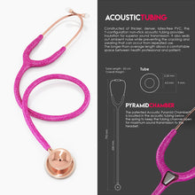 Load image into Gallery viewer, MDF® MD One® Stainless Steel Dual Head Stethoscope (MDF777) - Rose Gold and Pink Glitter
