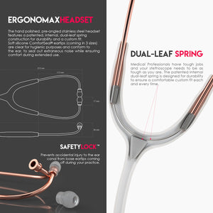 MDF® MD One® Stainless Steel Dual Head Stethoscope (MDF777) - Rose Gold and White
