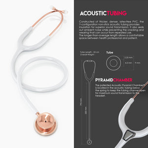 MDF® MD One® Stainless Steel Dual Head Stethoscope (MDF777) - Rose Gold and White