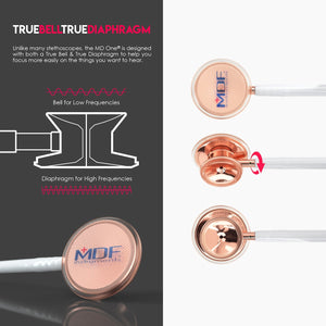 MDF® MD One® Stainless Steel Dual Head Stethoscope (MDF777) - Rose Gold and White