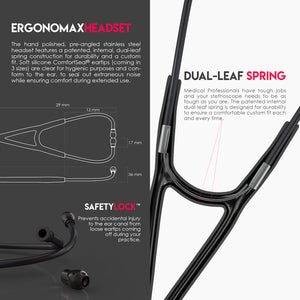 MDF® Classic Cardiology Dual Head Stethoscope with Stainless Steel Chestpiece and Headset (MDF797) - BlackOut and Black Glitter