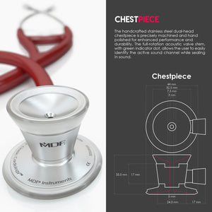 MDF® Classic Cardiology Dual Head Stethoscope with Stainless Steel Chestpiece and Headset (MDF797) - Burgundy
