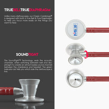 Load image into Gallery viewer, MDF® Classic Cardiology Dual Head Stethoscope with Stainless Steel Chestpiece and Headset (MDF797) - Burgundy

