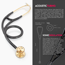 Load image into Gallery viewer, MDF® Classic Cardiology Dual Head Stethoscope with Stainless Steel Chestpiece and Headset (MDF797) - Gold and Black
