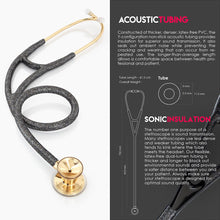 Load image into Gallery viewer, MDF® Classic Cardiology Dual Head Stethoscope with Stainless Steel Chestpiece and Headset (MDF797) - Gold and Black Glitter
