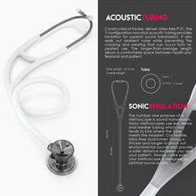 Load image into Gallery viewer, MDF® Classic Cardiology Dual Head Stethoscope with Stainless Steel Chestpiece and Headset (MDF797) - Perle Noire and White
