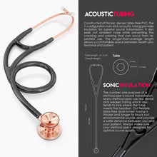 Load image into Gallery viewer, MDF® Classic Cardiology Dual Head Stethoscope with Stainless Steel Chestpiece and Headset (MDF797) - Rose Gold and Black
