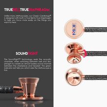 Load image into Gallery viewer, MDF® Classic Cardiology Dual Head Stethoscope with Stainless Steel Chestpiece and Headset (MDF797) - Rose Gold and Black Glitter
