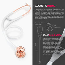 Load image into Gallery viewer, MDF® Classic Cardiology Dual Head Stethoscope with Stainless Steel Chestpiece and Headset (MDF797) - Rose Gold and White
