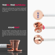 Load image into Gallery viewer, MDF® Classic Cardiology Dual Head Stethoscope with Stainless Steel Chestpiece and Headset (MDF797) - Rose Gold and White Glitter

