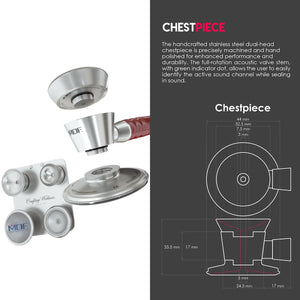 MDF® ProCardial® C3 Cardiology Stainless Steel Dual Head Stethoscope with Adult, Pediatric, and Infant-Neonatal Convertible Chestpiece (MDF797CC) - Burgundy