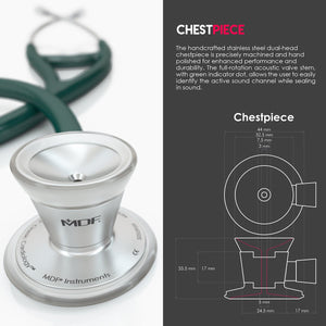 MDF® ProCardial® C3 Cardiology Stainless Steel Dual Head Stethoscope with Adult, Pediatric, and Infant-Neonatal Convertible Chestpiece (MDF797CC) - Emerald Green