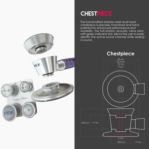 MDF® ProCardial® C3 Cardiology Stainless Steel Dual Head Stethoscope with Adult, Pediatric, and Infant-Neonatal Convertible Chestpiece (MDF797CC) - Purple