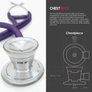 MDF® ProCardial® C3 Cardiology Stainless Steel Dual Head Stethoscope with Adult, Pediatric, and Infant-Neonatal Convertible Chestpiece (MDF797CC) - Purple