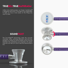 Load image into Gallery viewer, MDF® ProCardial® C3 Cardiology Stainless Steel Dual Head Stethoscope with Adult, Pediatric, and Infant-Neonatal Convertible Chestpiece (MDF797CC) - Purple
