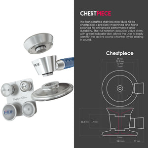 MDF® ProCardial® C3 Cardiology Stainless Steel Dual Head Stethoscope with Adult, Pediatric, and Infant-Neonatal Convertible Chestpiece (MDF797CC) - Royal Blue