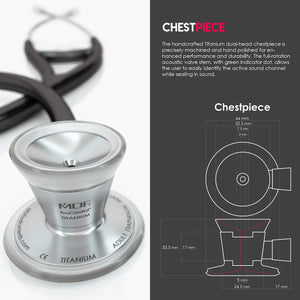 MDF® ProCardial® C3 Cardiology Titanium Dual Head Stethoscope with Adult, Pediatric, and Infant-Neonatal Convertible Chestpiece (MDF797CCT) - Black