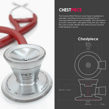 Load image into Gallery viewer, MDF® ProCardial® C3 Cardiology Titanium Dual Head Stethoscope with Adult, Pediatric, and Infant-Neonatal Convertible Chestpiece (MDF797CCT) - Burgundy
