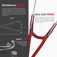 Load image into Gallery viewer, MDF® ProCardial® C3 Cardiology Titanium Dual Head Stethoscope with Adult, Pediatric, and Infant-Neonatal Convertible Chestpiece (MDF797CCT) - Burgundy
