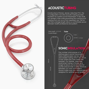 MDF® ProCardial® C3 Cardiology Titanium Dual Head Stethoscope with Adult, Pediatric, and Infant-Neonatal Convertible Chestpiece (MDF797CCT) - Burgundy