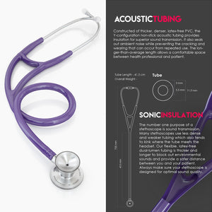 MDF® ProCardial® C3 Cardiology Titanium Dual Head Stethoscope with Adult, Pediatric, and Infant-Neonatal Convertible Chestpiece (MDF797CCT) - Purple