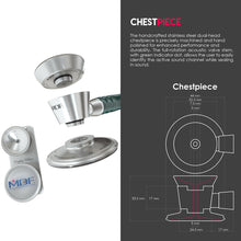 Load image into Gallery viewer, MDF® ProCardial® ER Premier® Cardiology Stainless Steel Dual Head Adult-Pediatric Stethoscope with Adult Cardiology Bell Convertible Attachment (MDF797DD) - Green
