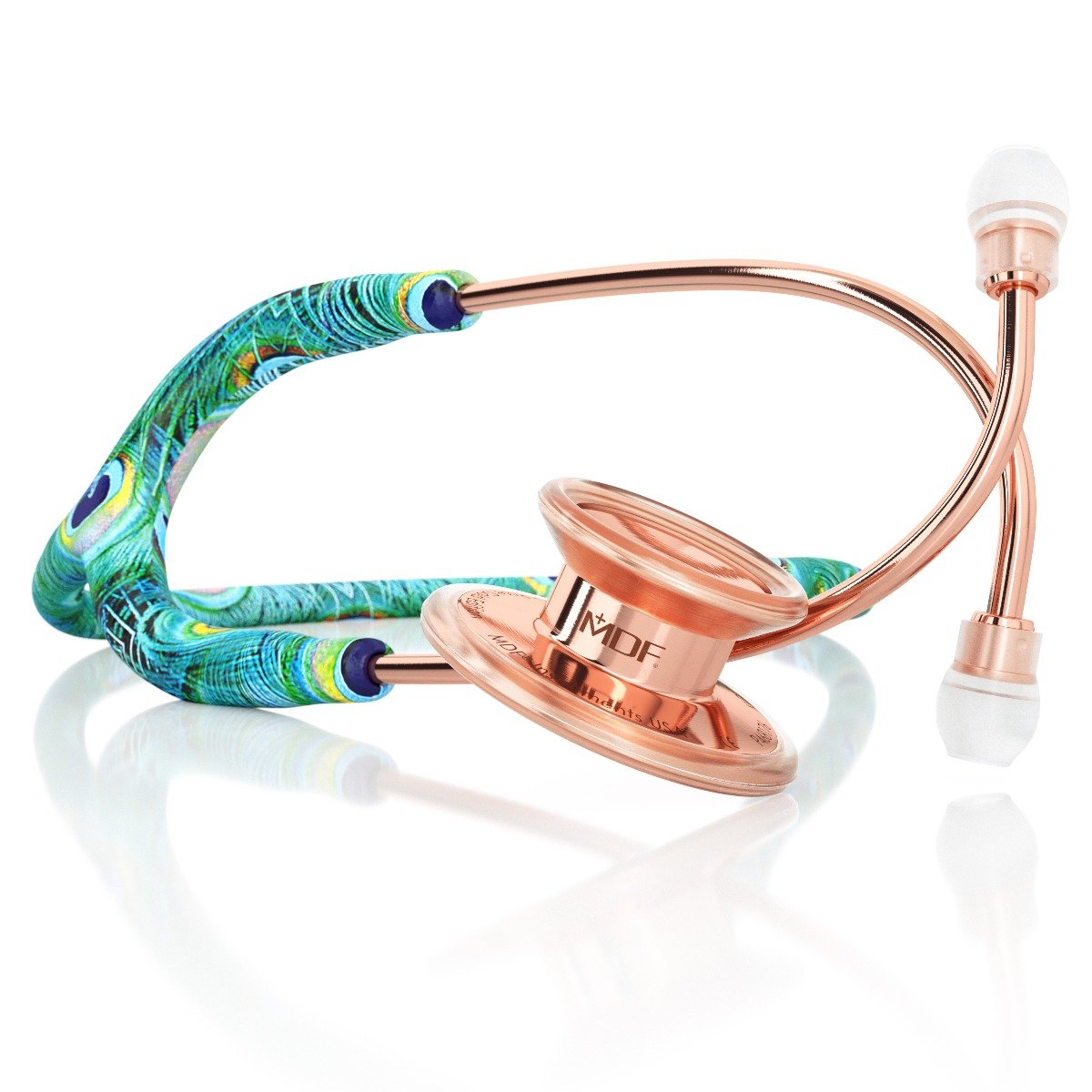 MDF® MD One® Stainless Steel Dual Head Stethoscope (MDF777) - Rose Gold and Peacock