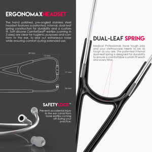 MDF® ProCardial® C3 Cardiology Stainless Steel Dual Head Stethoscope with Adult, Pediatric, and Infant-Neonatal Convertible Chestpiece (MDF797CC) - Black