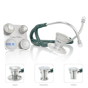 MDF® ProCardial® C3 Cardiology Stainless Steel Dual Head Stethoscope with Adult, Pediatric, and Infant-Neonatal Convertible Chestpiece (MDF797CC) - Emerald Green