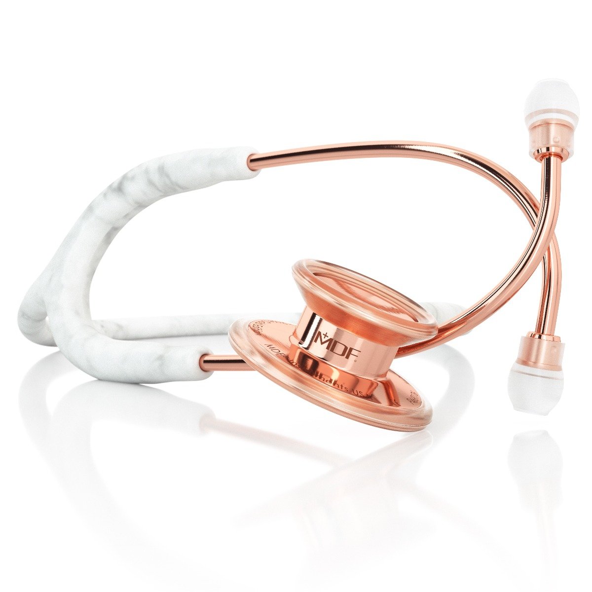 MDF® MD One® Stainless Steel Dual Head Stethoscope (MDF777) - Rose Gold and Marble