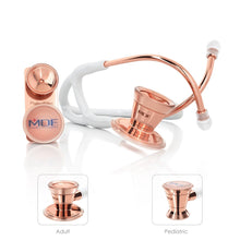 Load image into Gallery viewer, MDF® ProCardial® ER Premier® Cardiology Stainless Steel Dual Head Adult-Pediatric Stethoscope with Adult Cardiology Bell Convertible Attachment - Rose Gold and White
